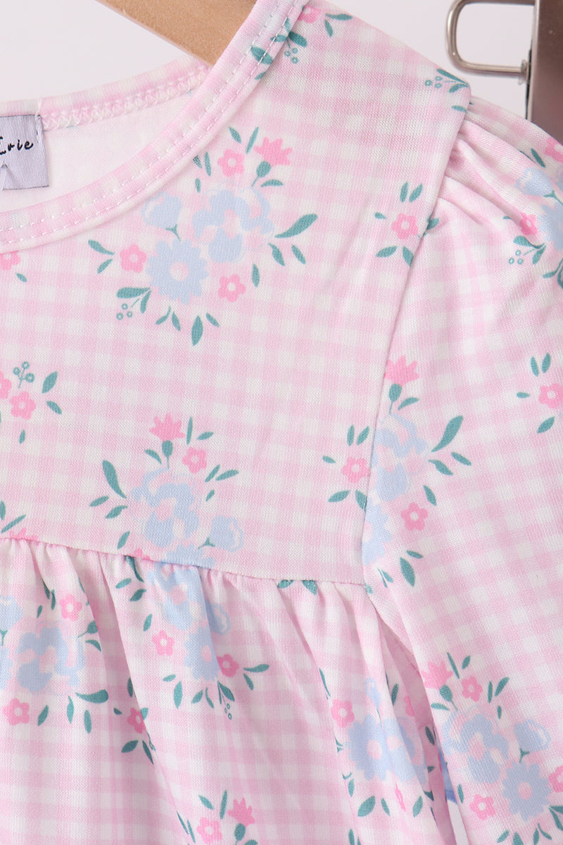 Pink floral bow bloomer set
