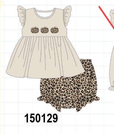 Leopard pumpkin applique bloomer set
