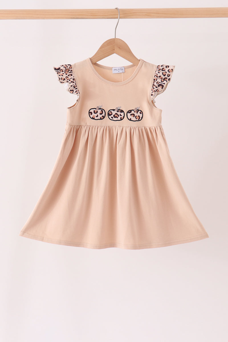 Leopard pumpkin applique dress