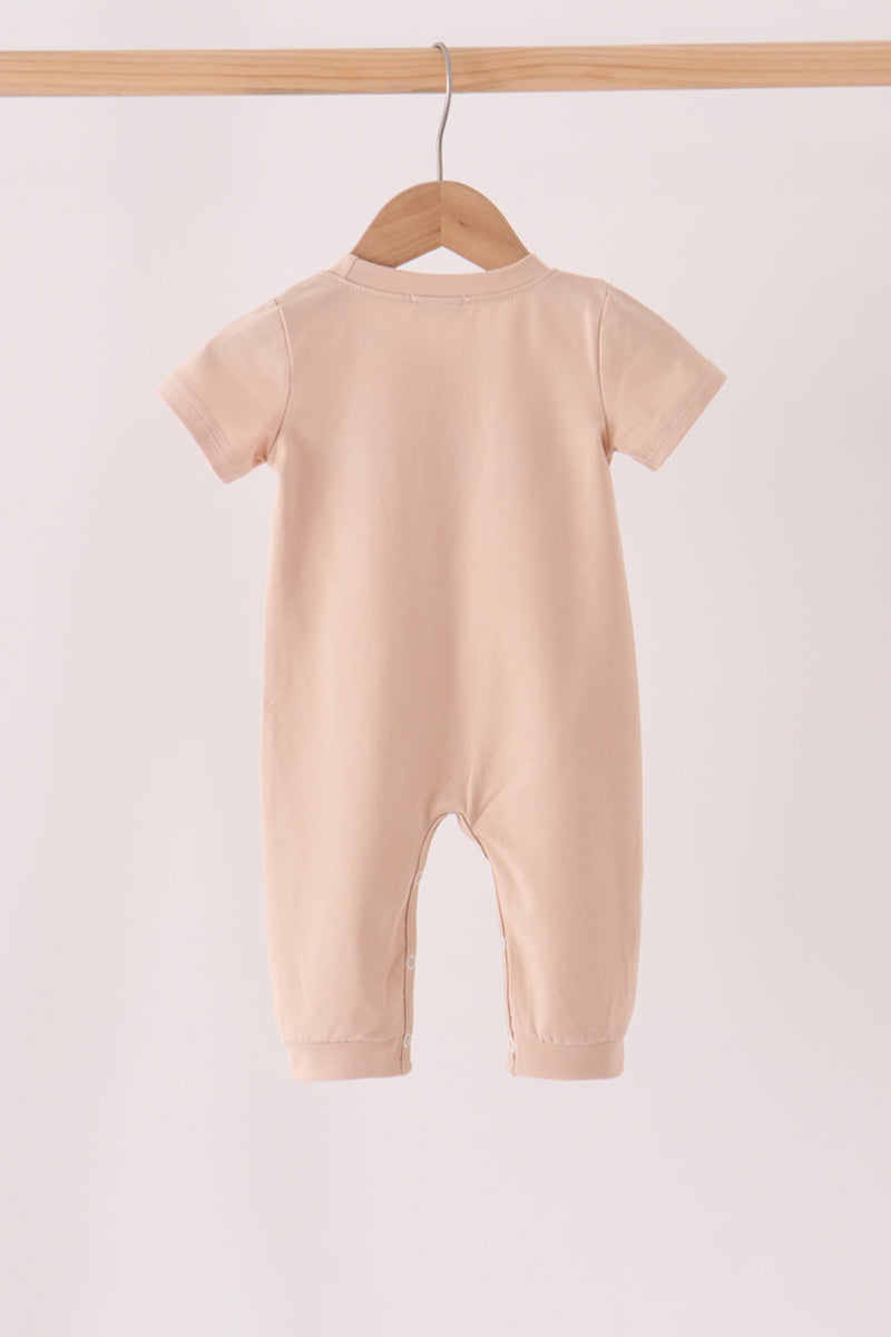 Leopard pumpkin embroidery romper