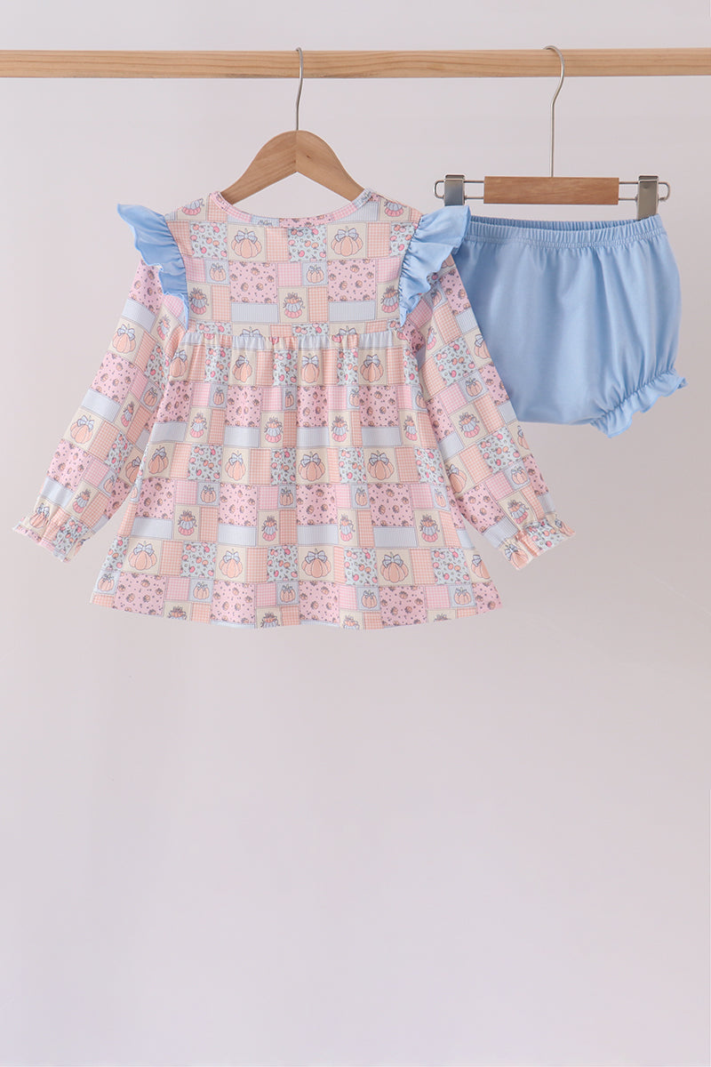 Pink pumpkin ruffle bloomer set