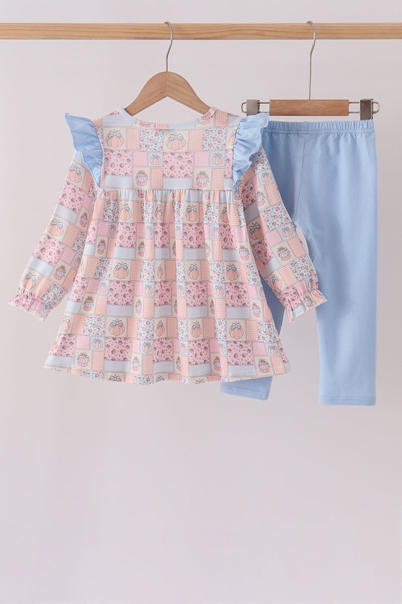 Pink pumpkin ruffle pants set