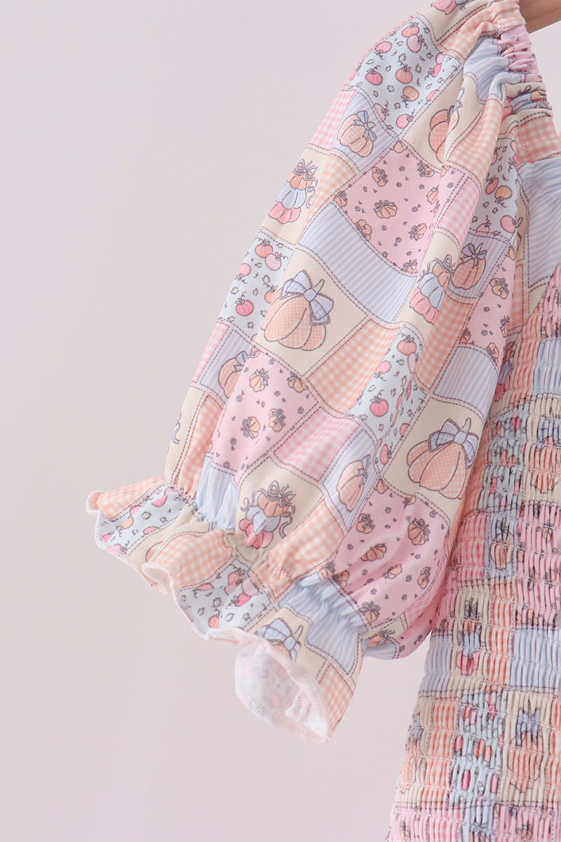 Pink pumpkin smocked mom&me dress