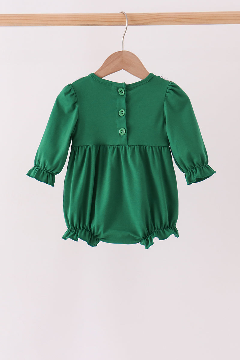 Forest bow smocked ruffle bubble
