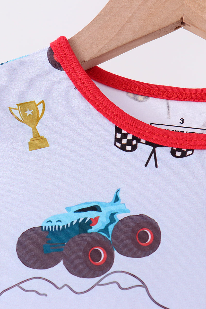 Blue Racing Car Bamboo Pajama Set