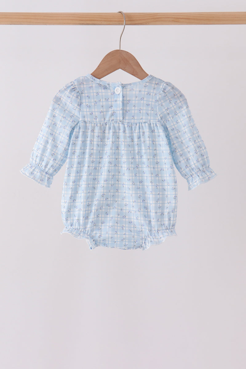 Blue bow embroidery bubble