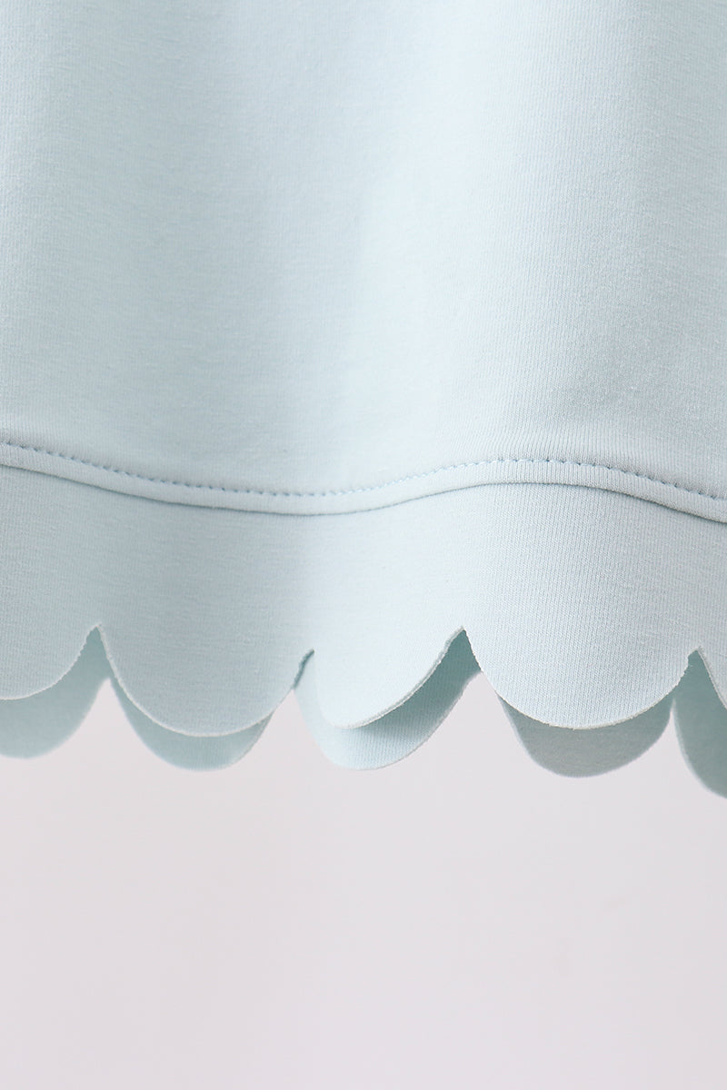 Turquoise scalloped mom&me shorts set