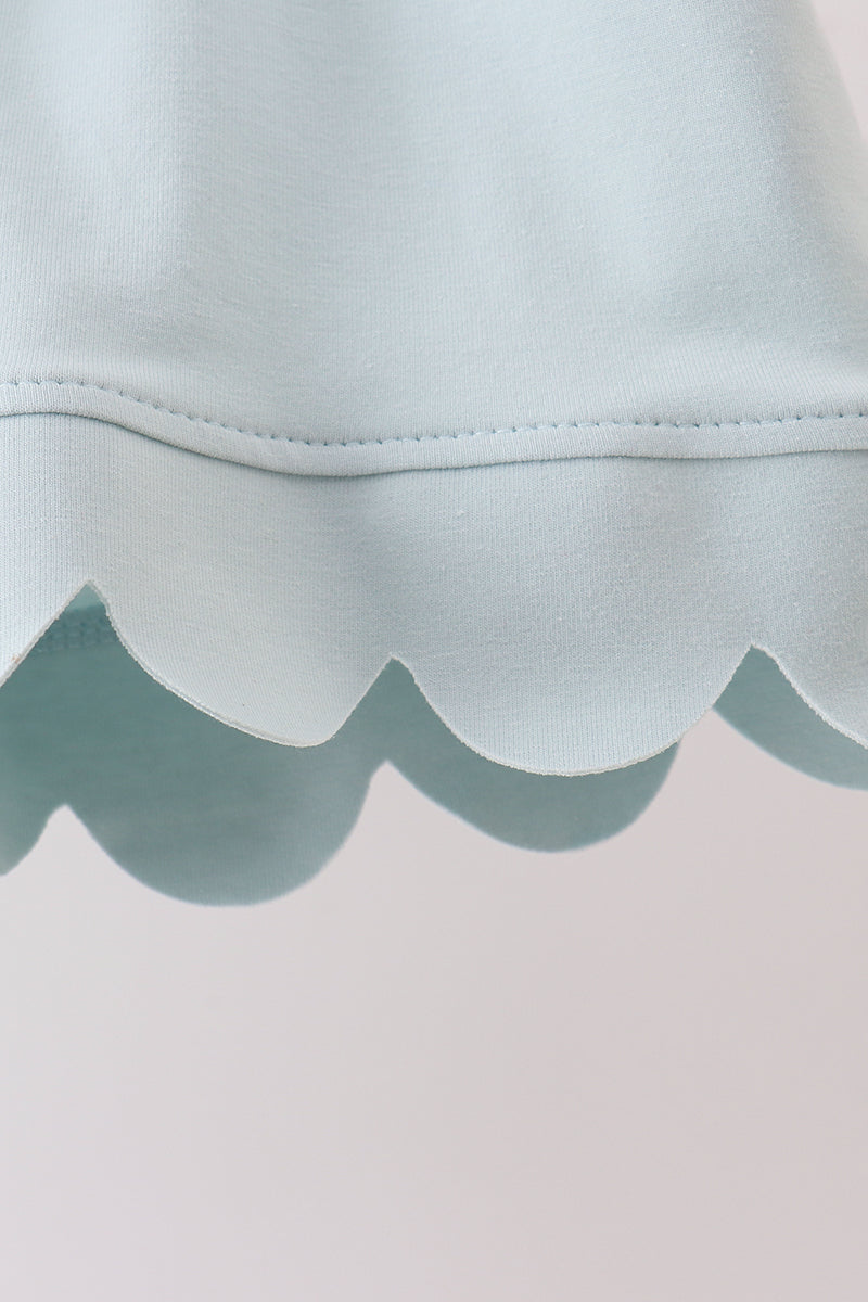 Turquoise scalloped mom&me shorts set