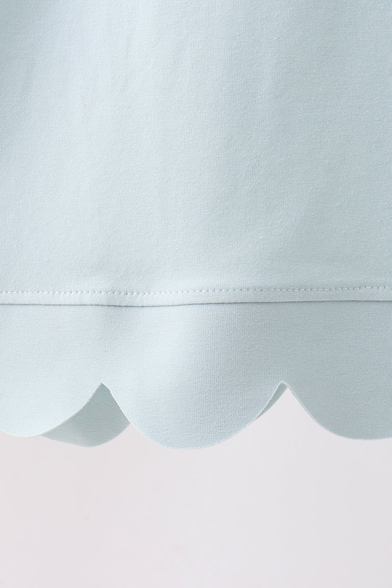 Turquoise scalloped mom&me shorts set