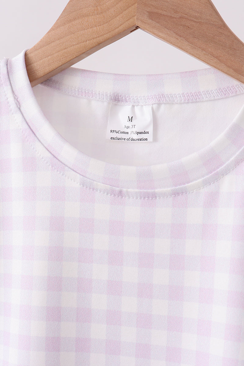 Lavender gingham scalloped shorts set