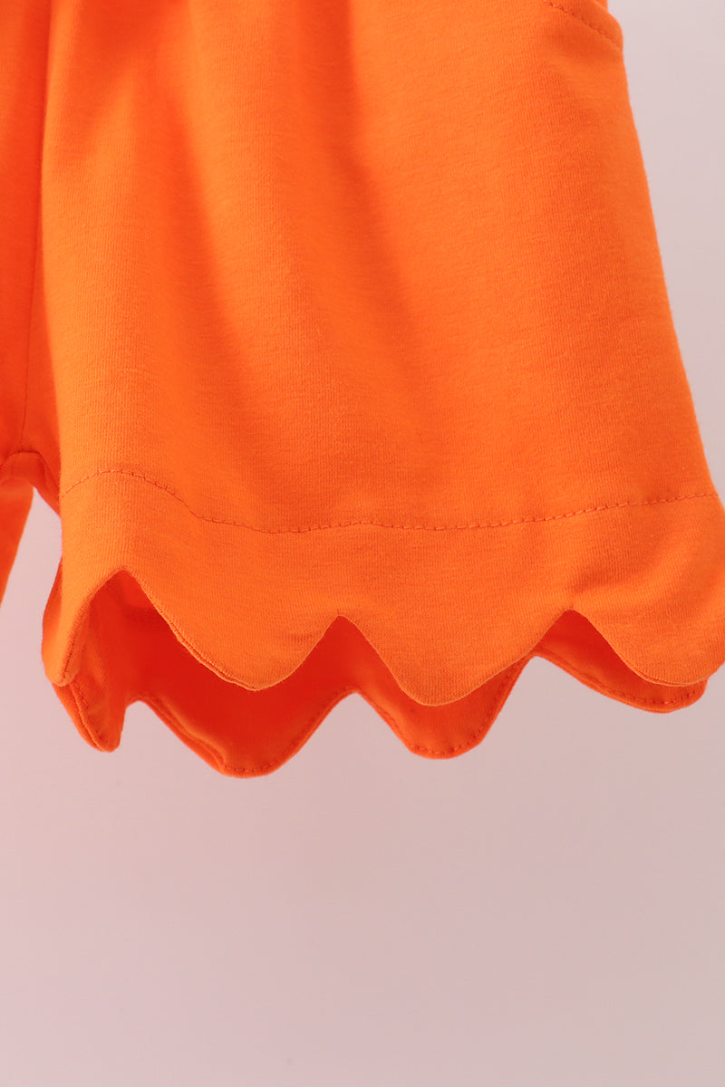 Orange scalloped shorts set
