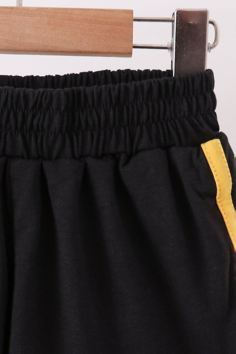Black bow active shorts set