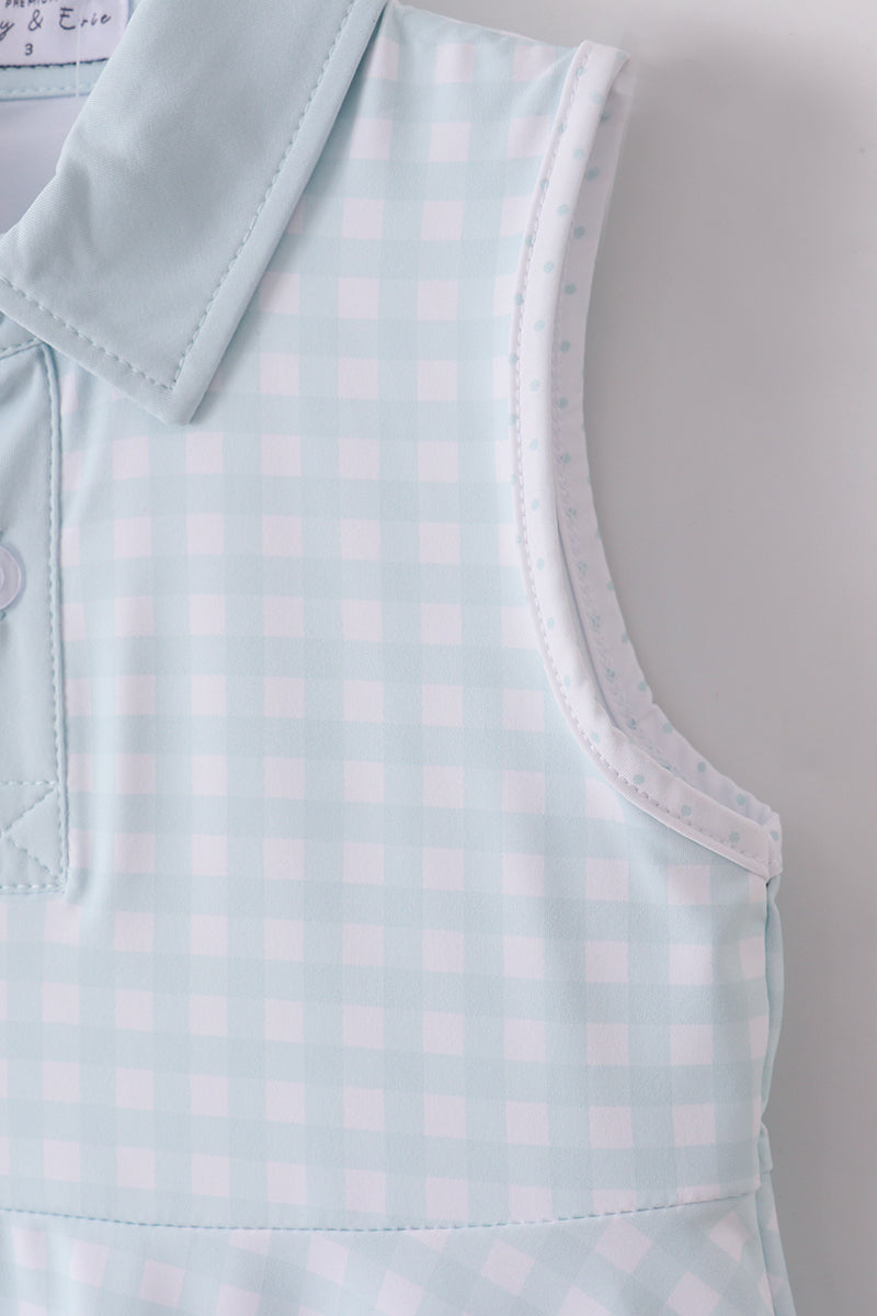Blue active gingham dress set