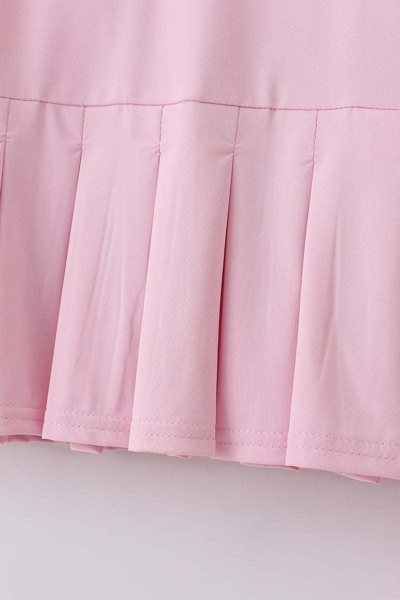 Pink active ruffle dress set