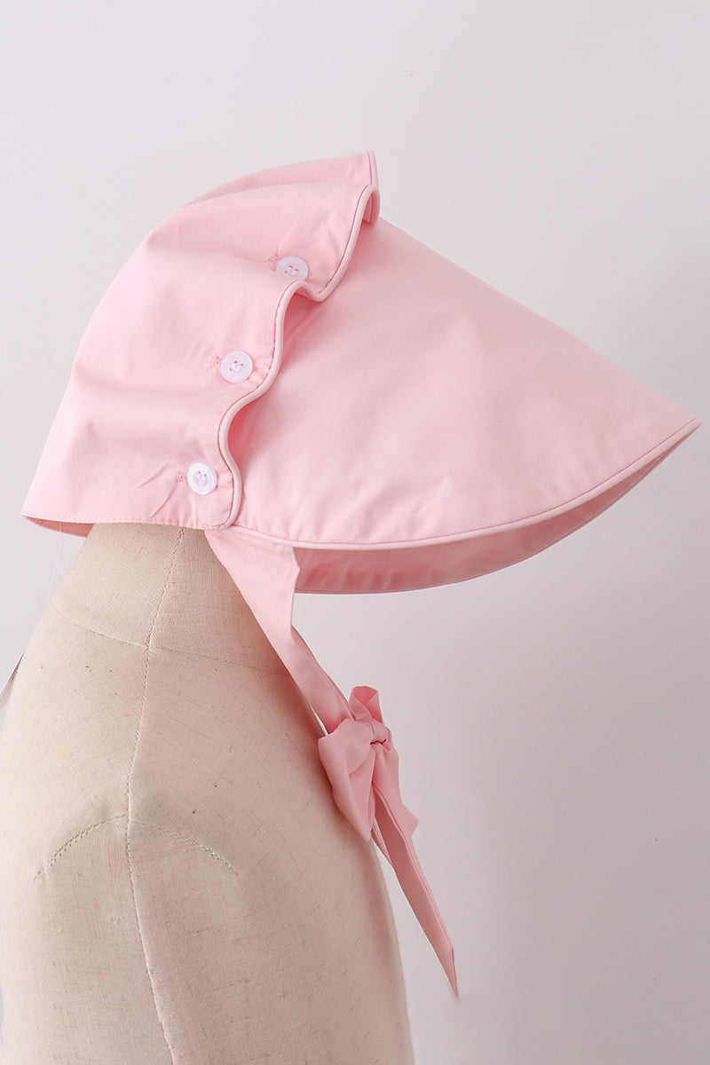 Pink ruffle bow bonnet