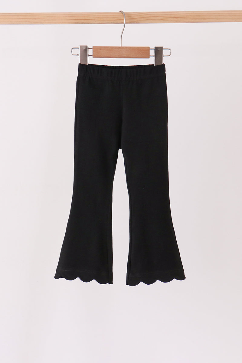 Black scalloped bell pants
