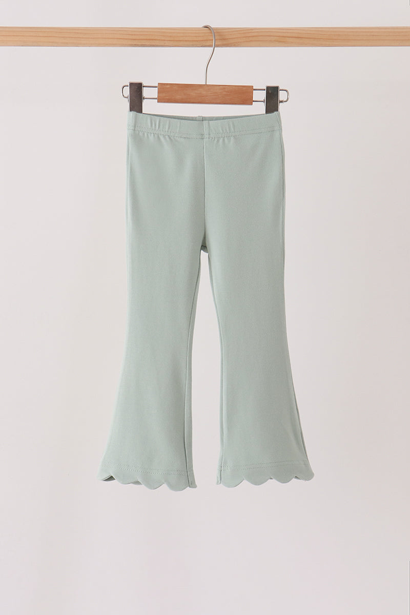 Sage scalloped bell pants