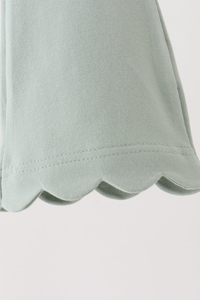 Sage scalloped bell pants