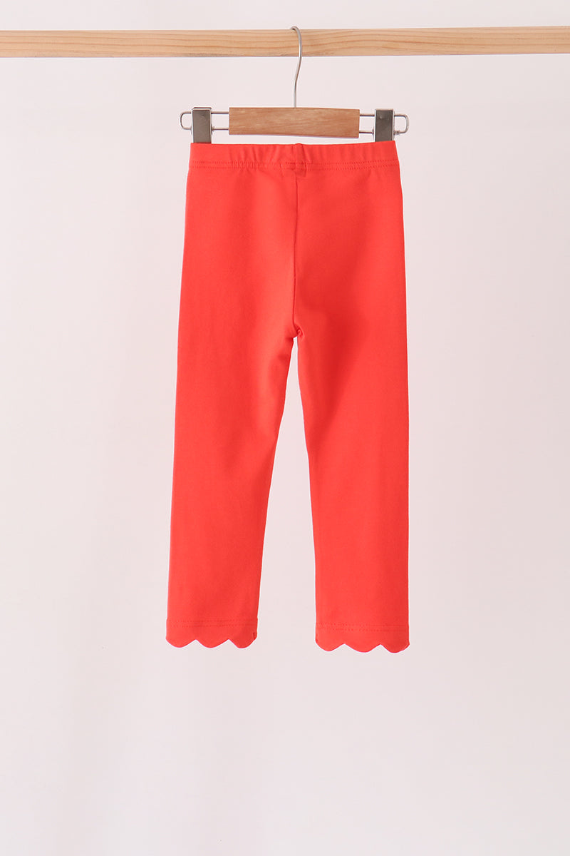 Red scalloped leggings