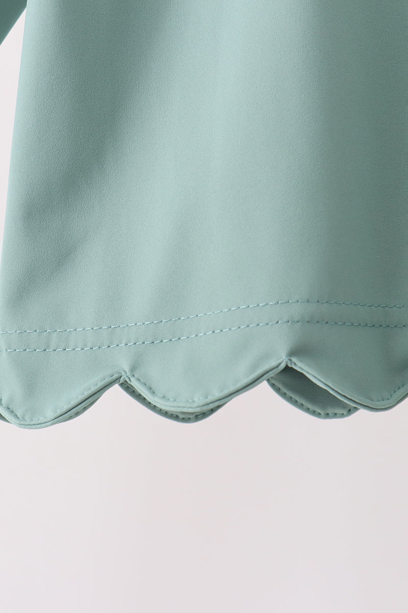 Sage scallped zipper active set