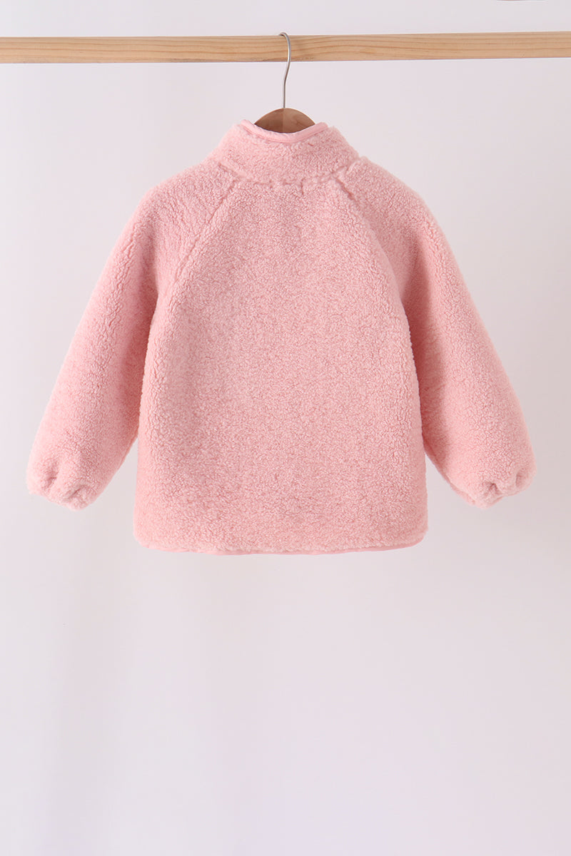 Pink fleece zipper jacket