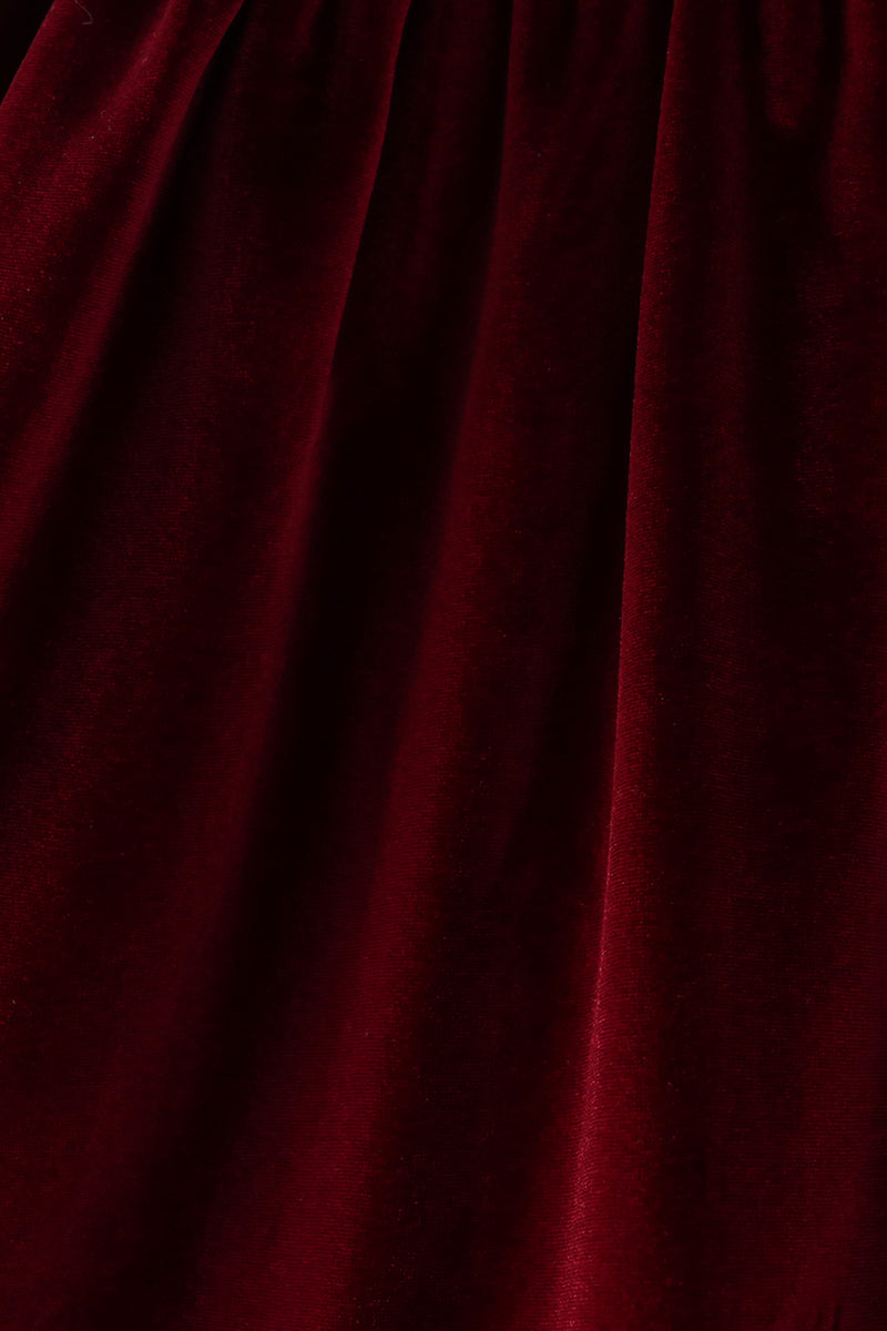 Maroon velvet bow dress