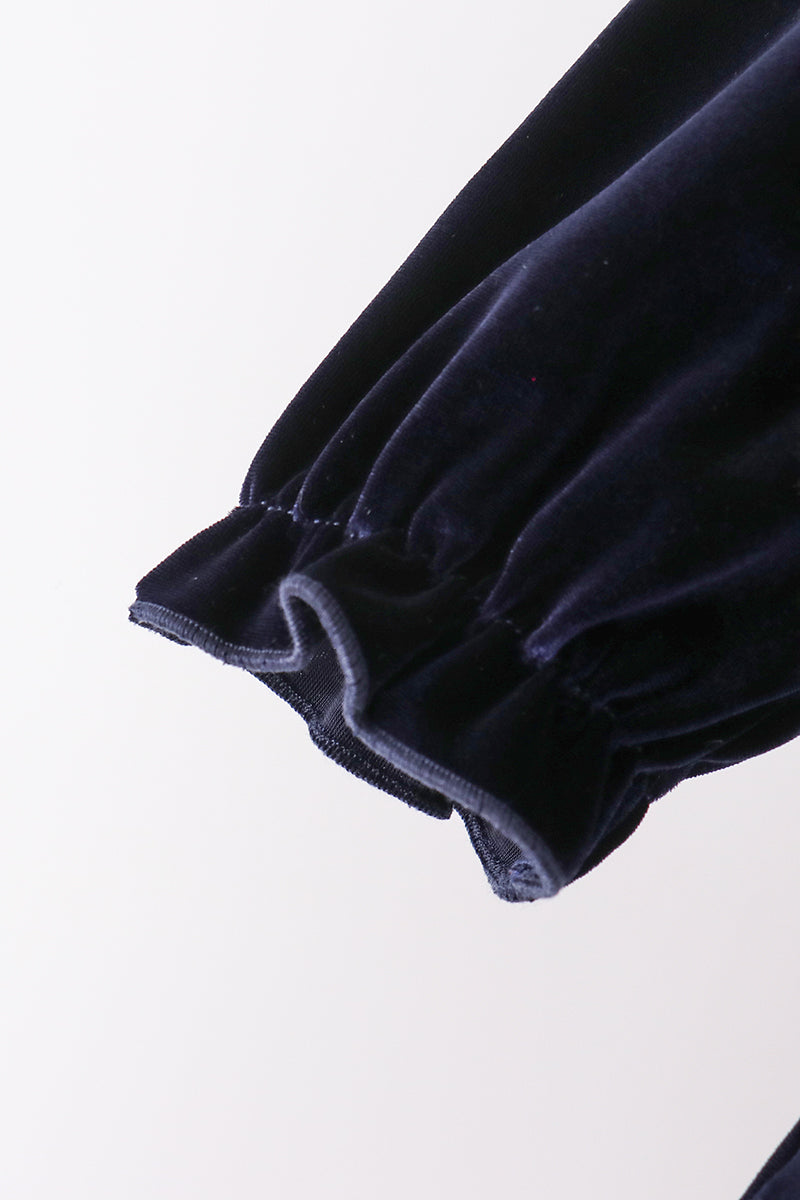 Navy velvet bow dress