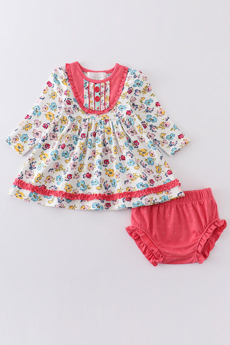 Platinum floral print baby girl set