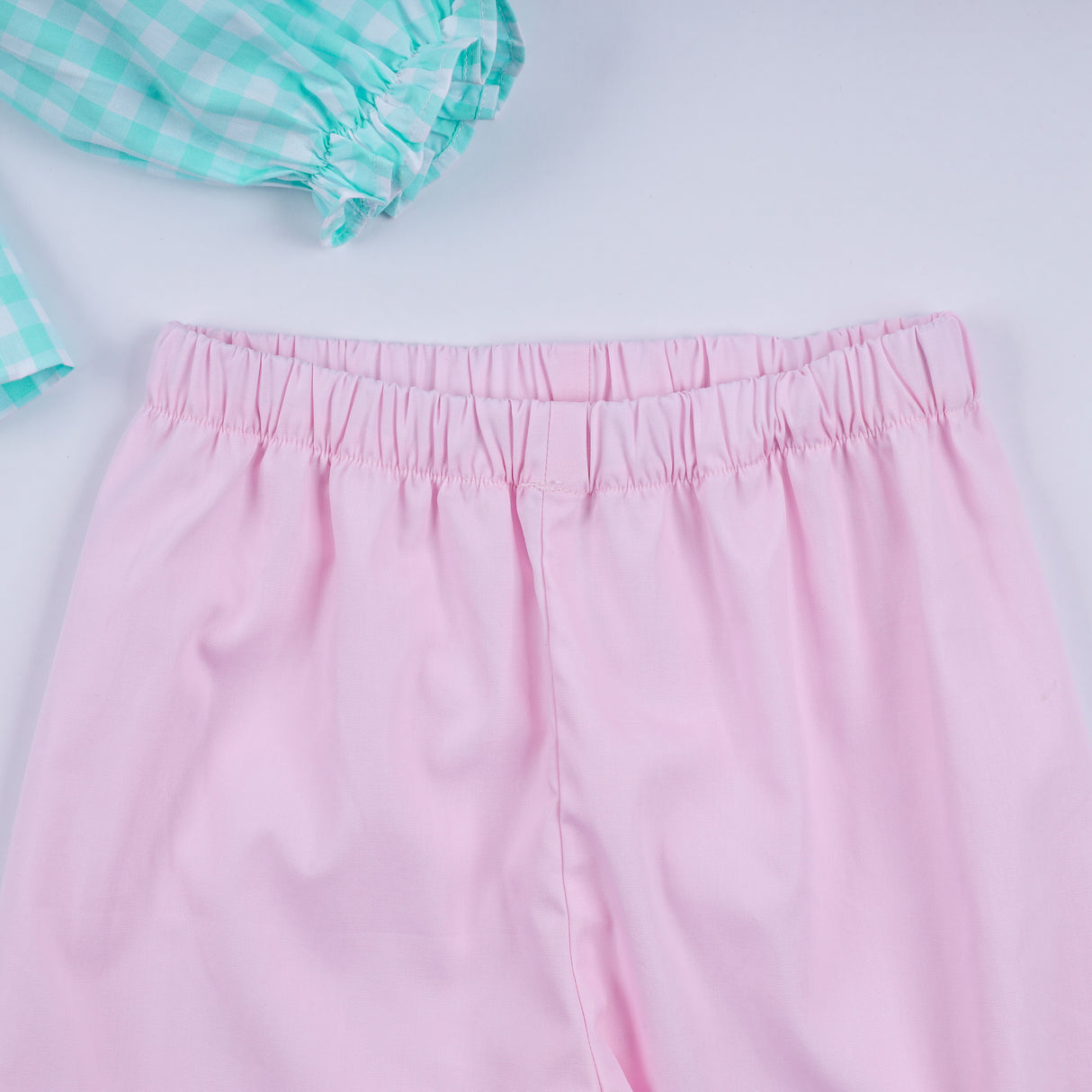 Mint christmas nutcracker hand smocked gingham ruffle pants set