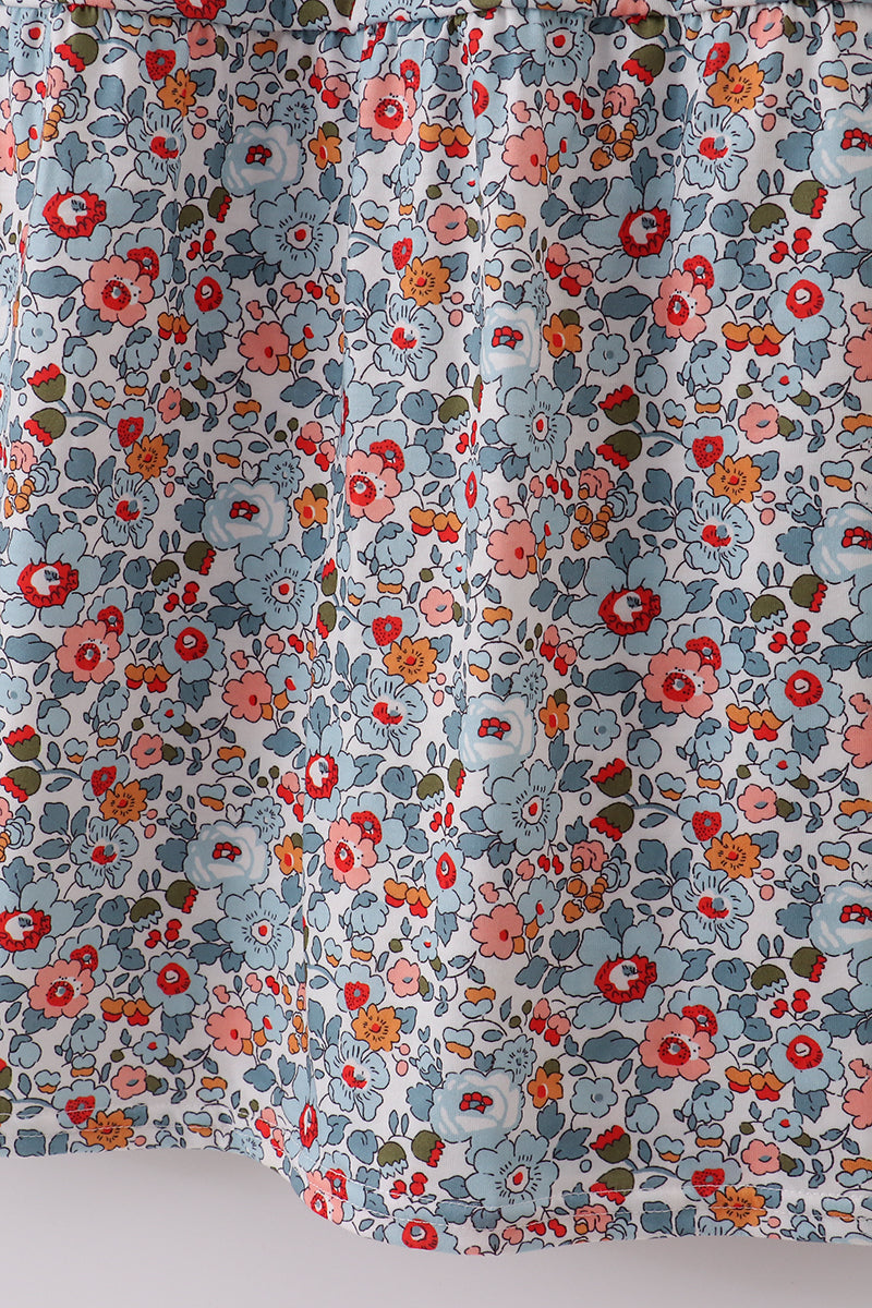 Floral print smocked mom dress