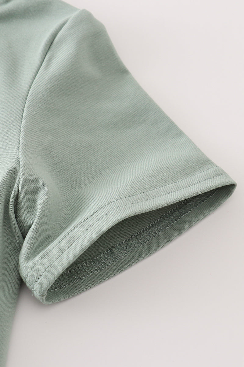 Green stripe pocket shorts set