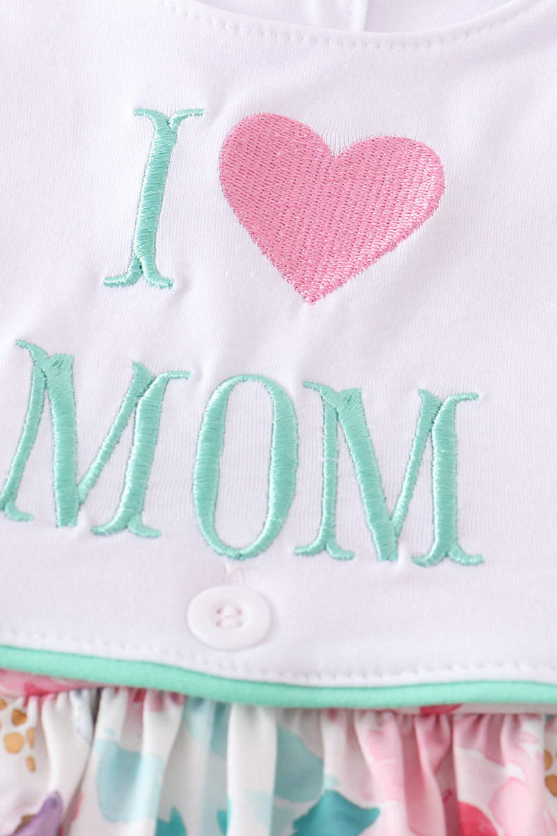 Floral I love mom embroidery dress