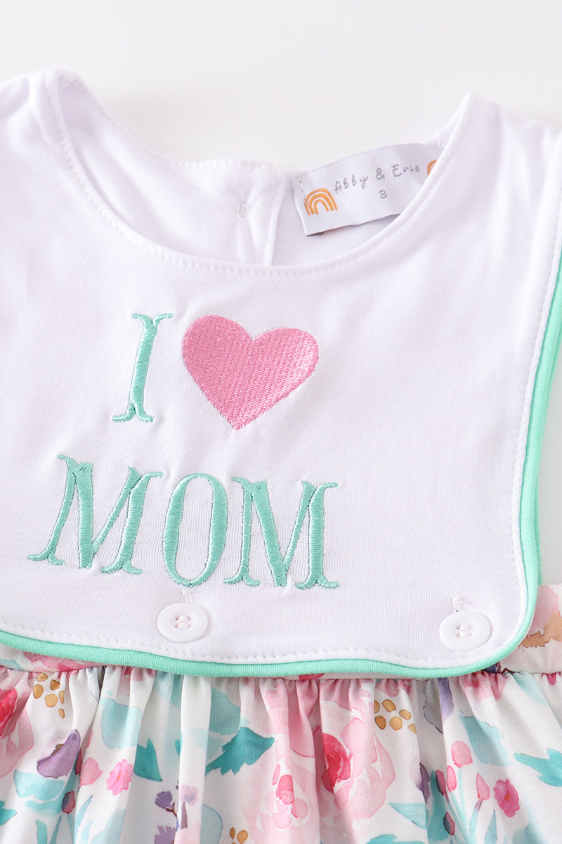 Floral I love mom embroidery dress