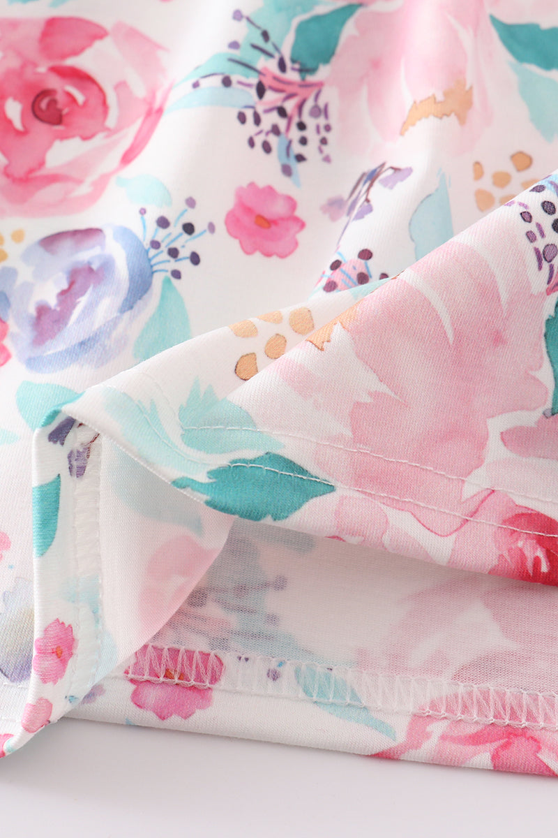 Floral I love mom embroidery dress