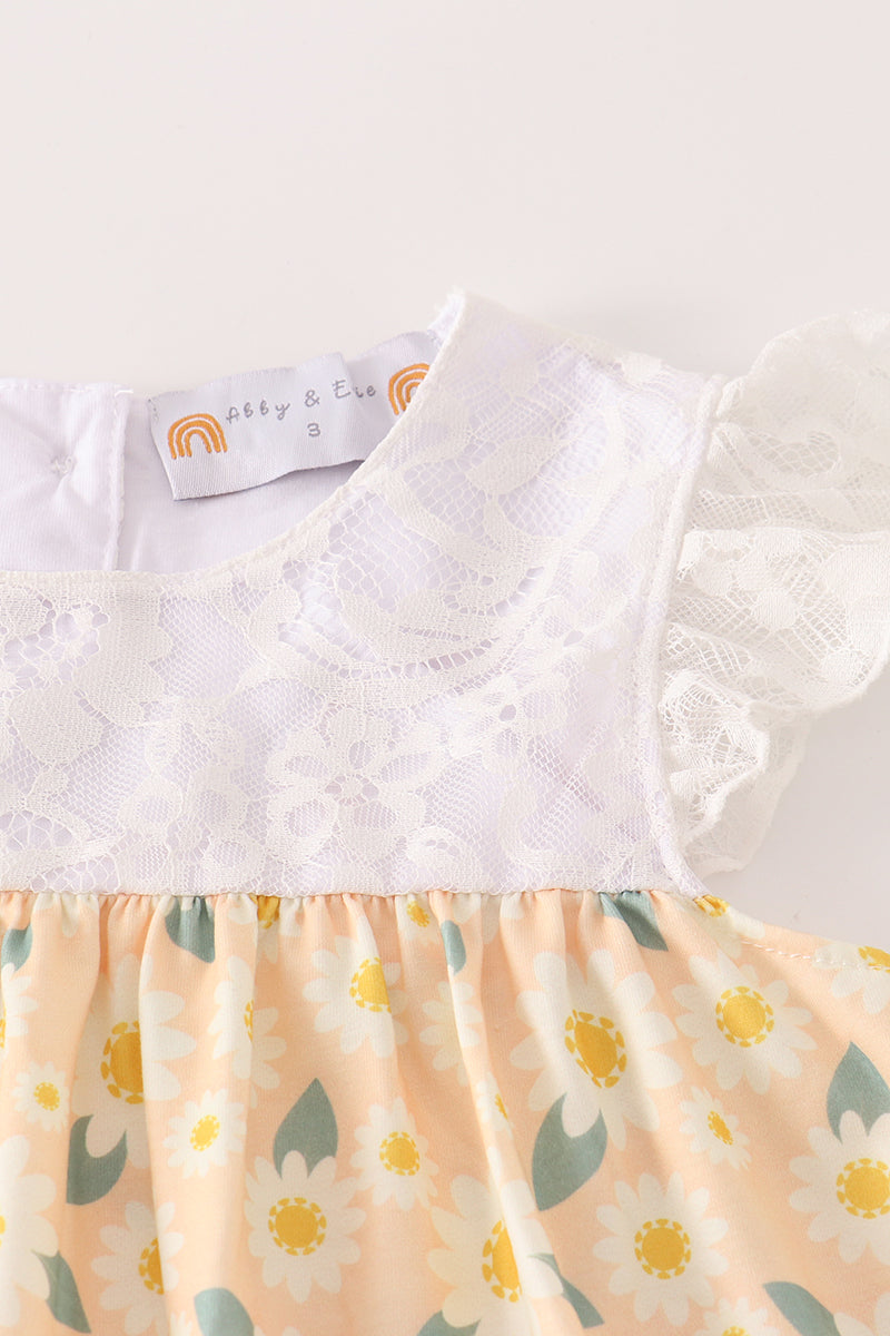 Yellow floral lace dress