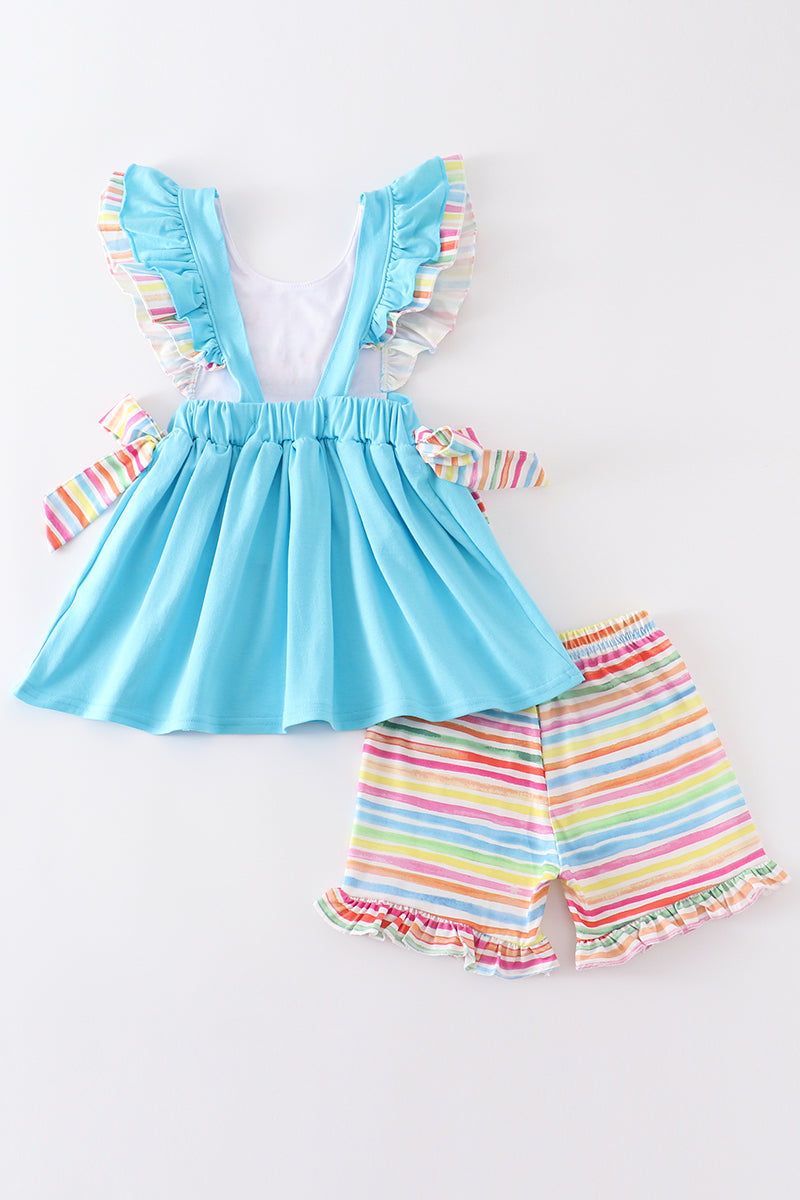 Blue farm embroidery girl set