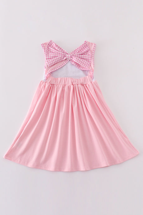 Pink puppy embroidery girl dress