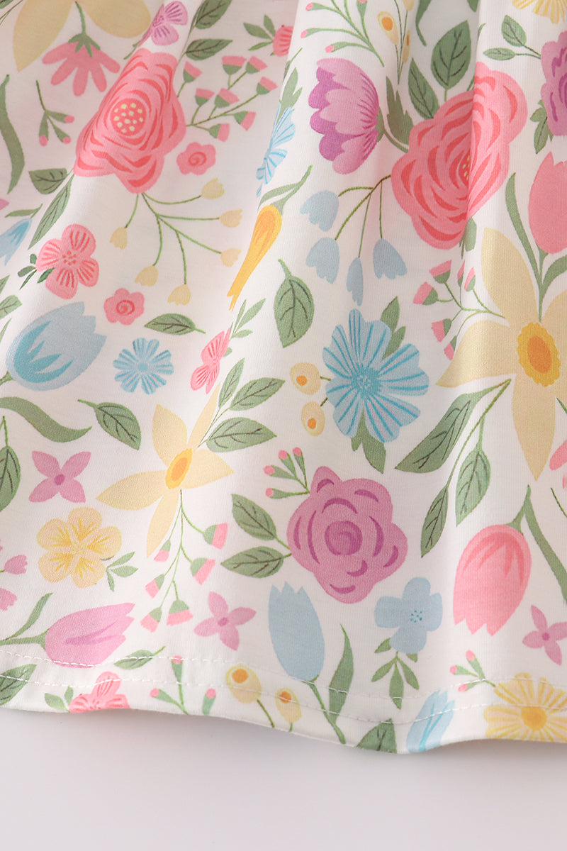 Floral print ruffle pants set