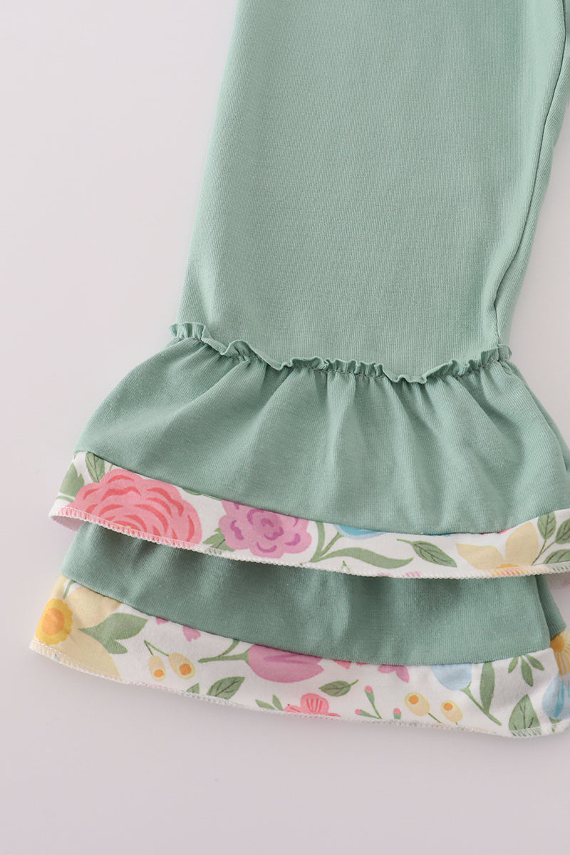 Floral print ruffle pants set