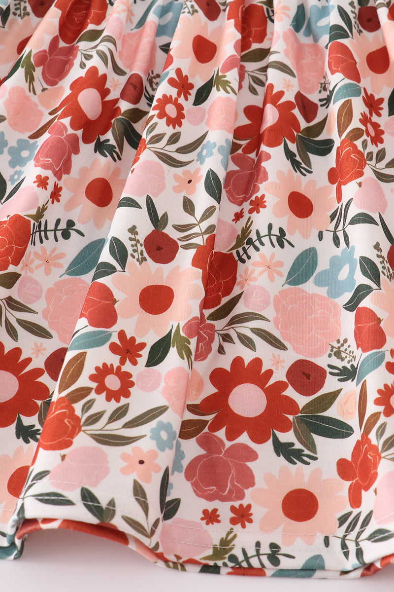 Fox embroidery floral print pants set