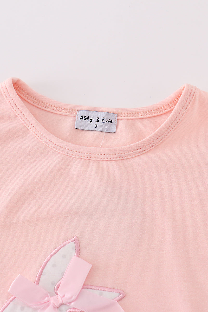 Pink easter bunny applique girl dress