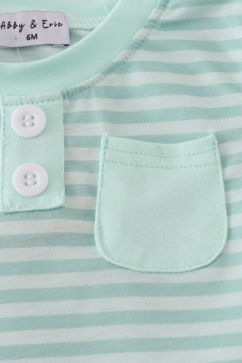 Mint stripe bloomer set