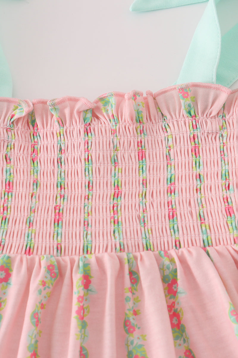 Pink floral smocked mom&me dress