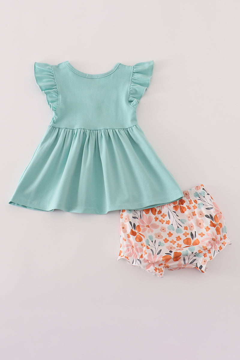 Sage floral bloomer set