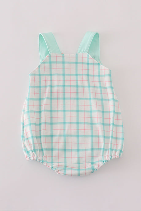 Green marine embroidery smocked bubble