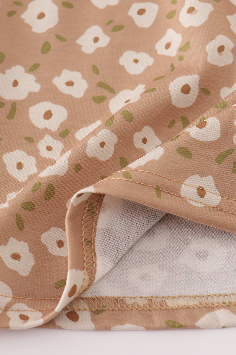 Mustard & mint floral print ruffle dress