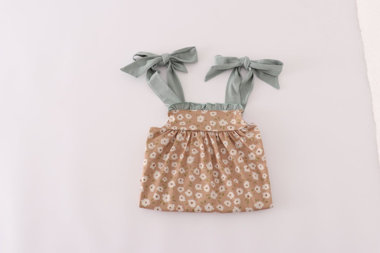 Mustard & mint floral print ruffle dress