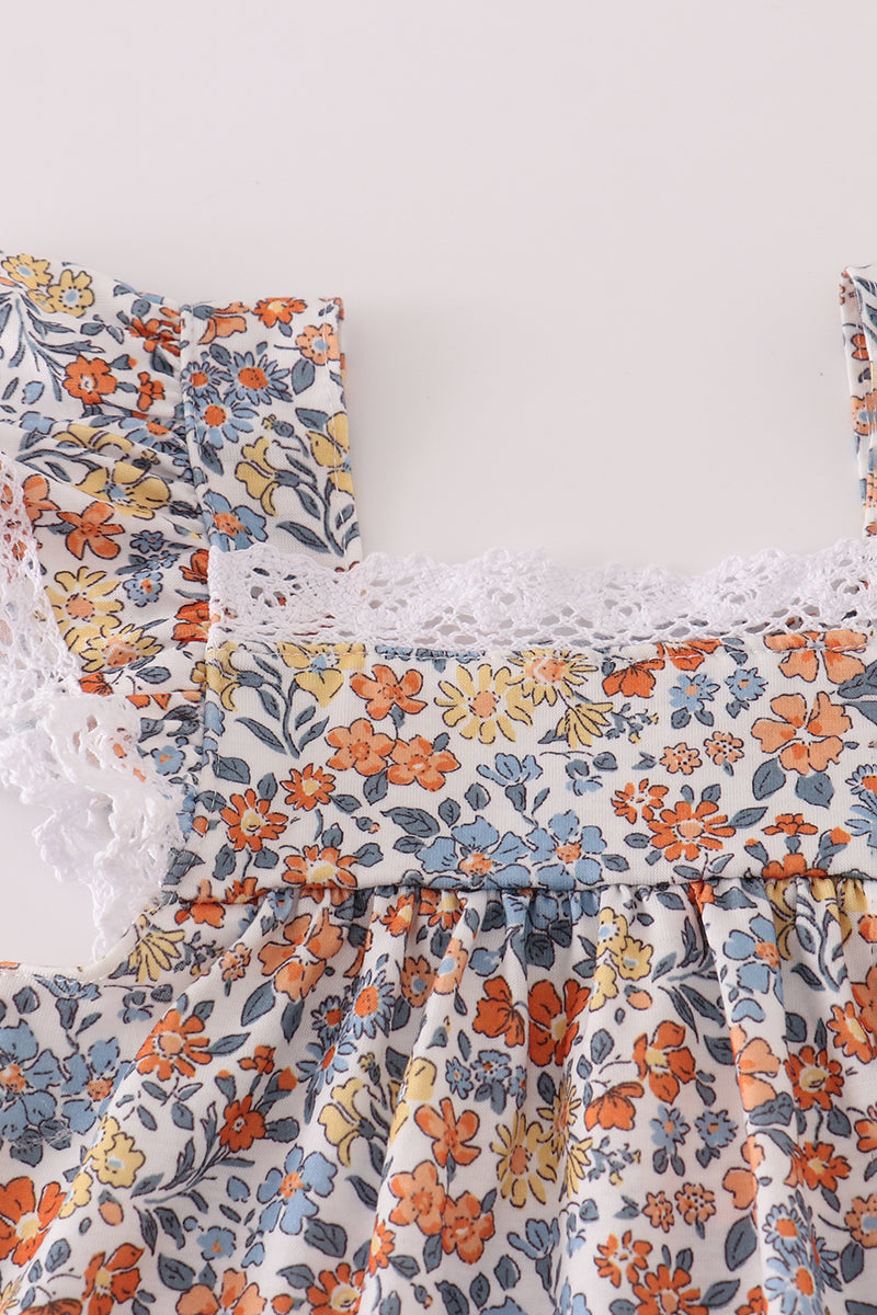 Fall floral print bloomer set