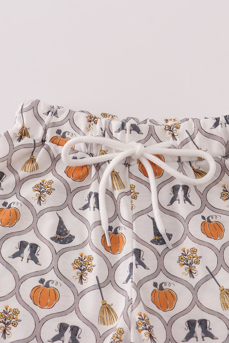 Black Witch pumpkin embroidery top