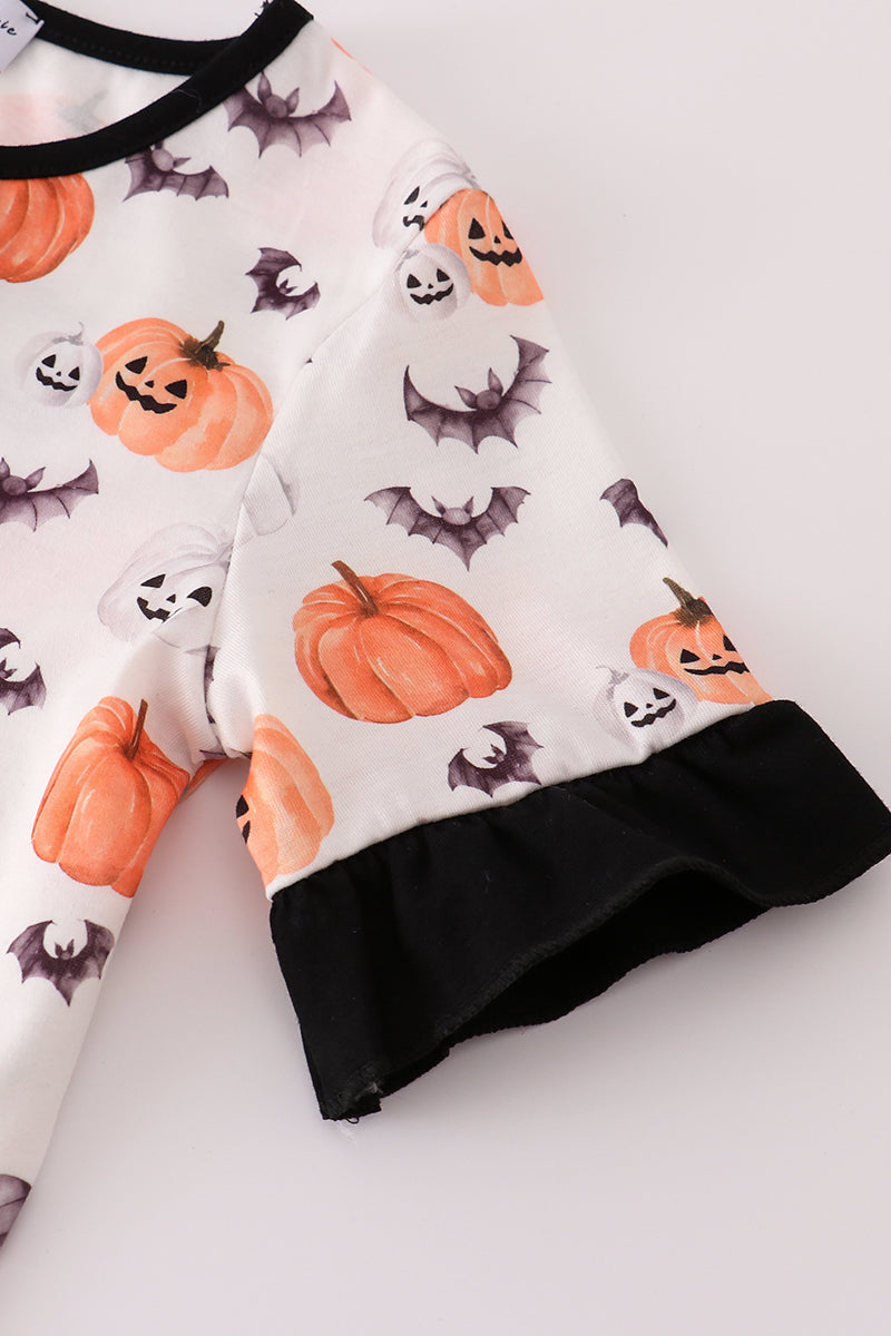 Black pumpkin print pants set